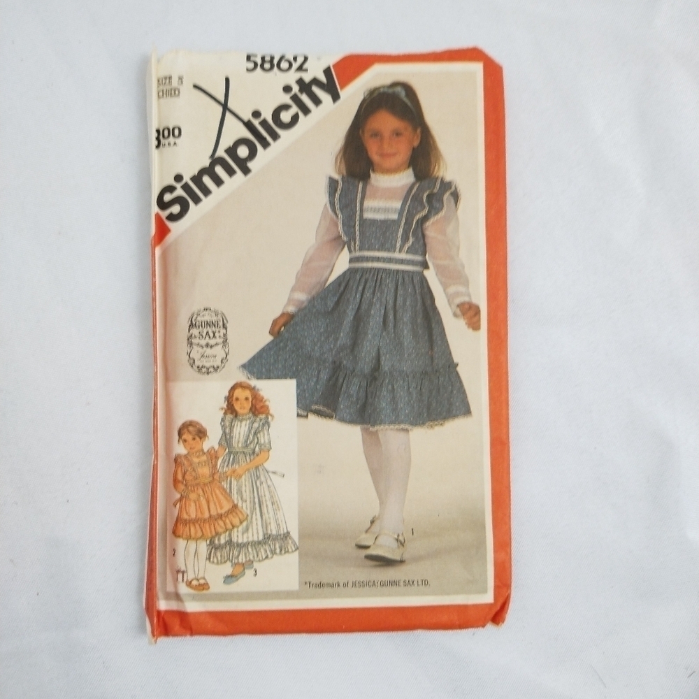Vintage Childs Dress Gunne Sax Simplicity Pattern number 5862